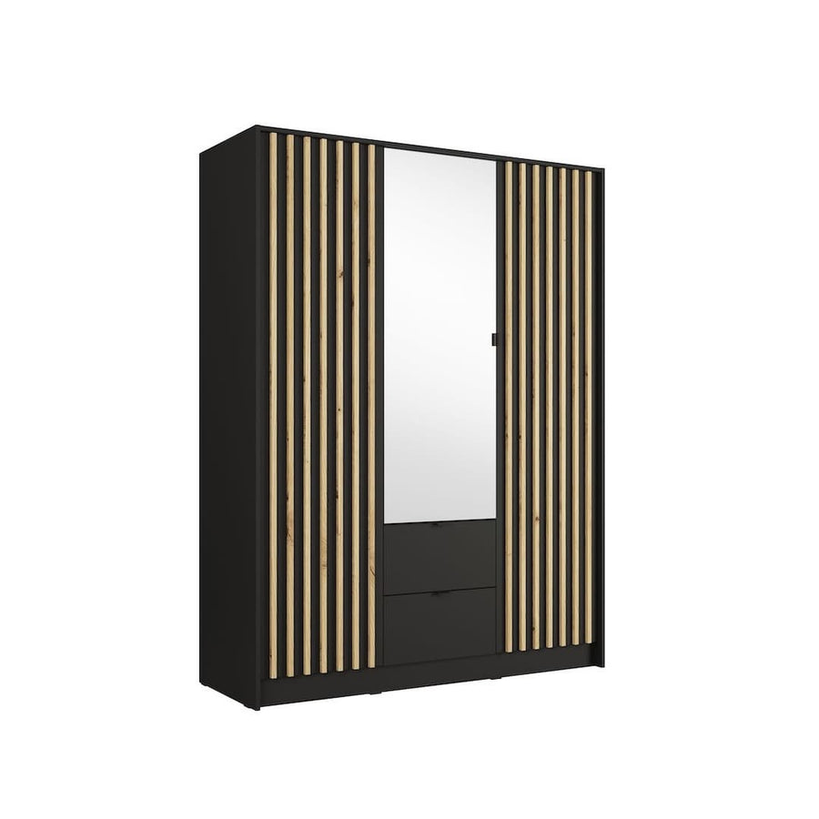 Katania Hinged Door Wardrobe 151cm in Black