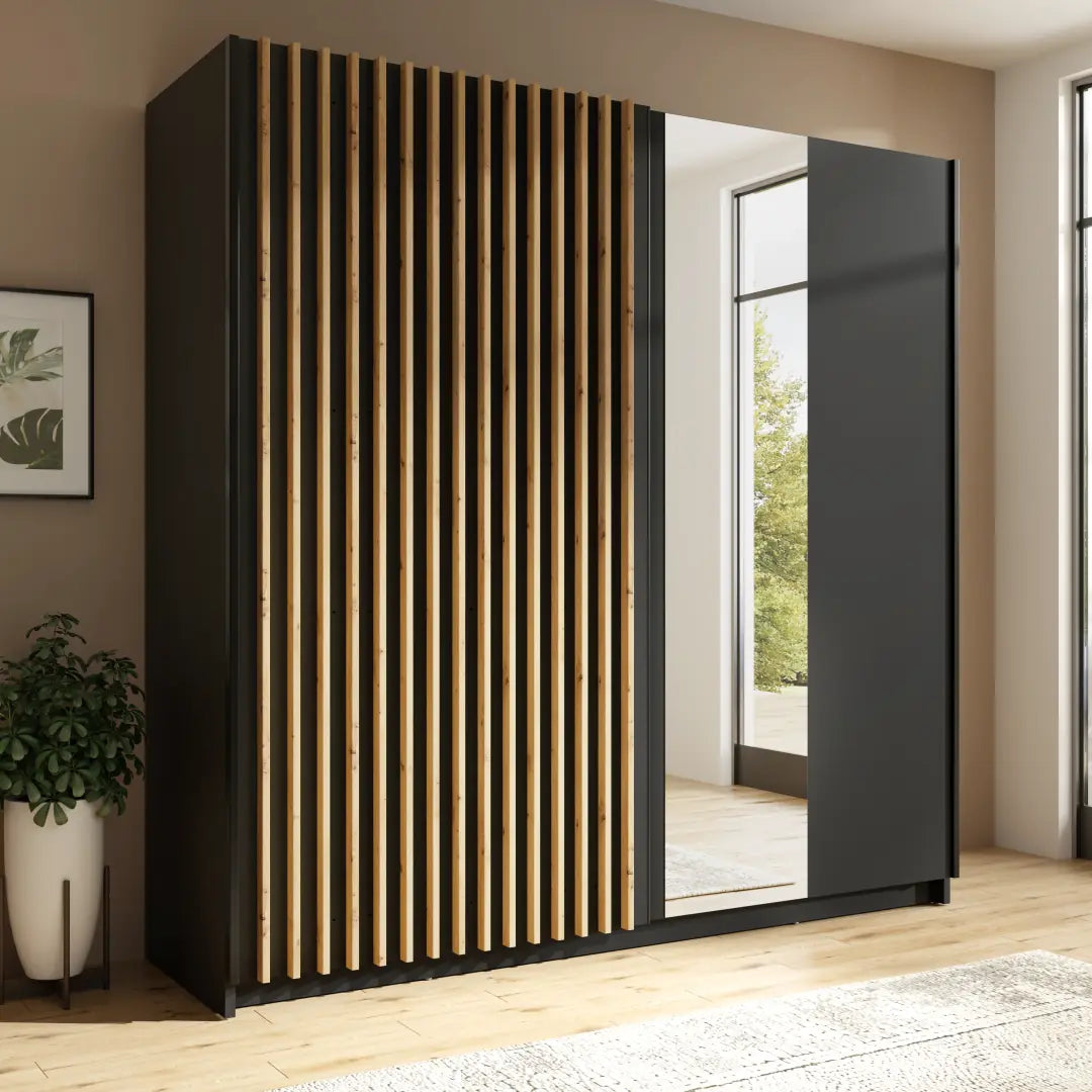 Dalia 12 Sliding Door Wardrobe 200cm in Black, image 5