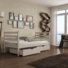 Wooden Single Bed Melanie with Storage in Cashmere