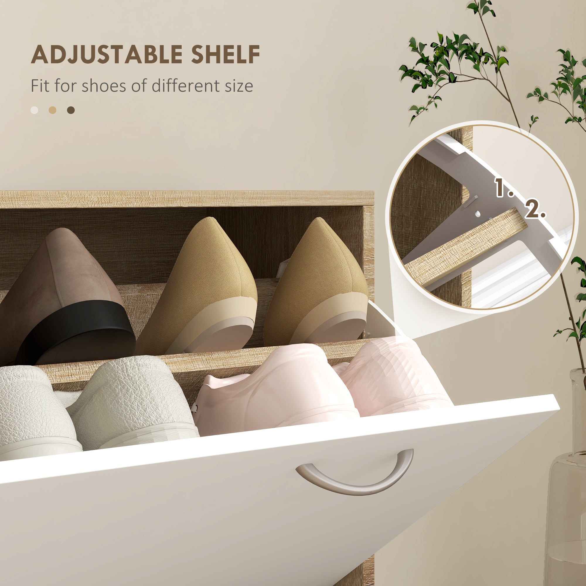 HOMCOM Three-in-One Hallway Storage Set - Natural Wood Finish/White