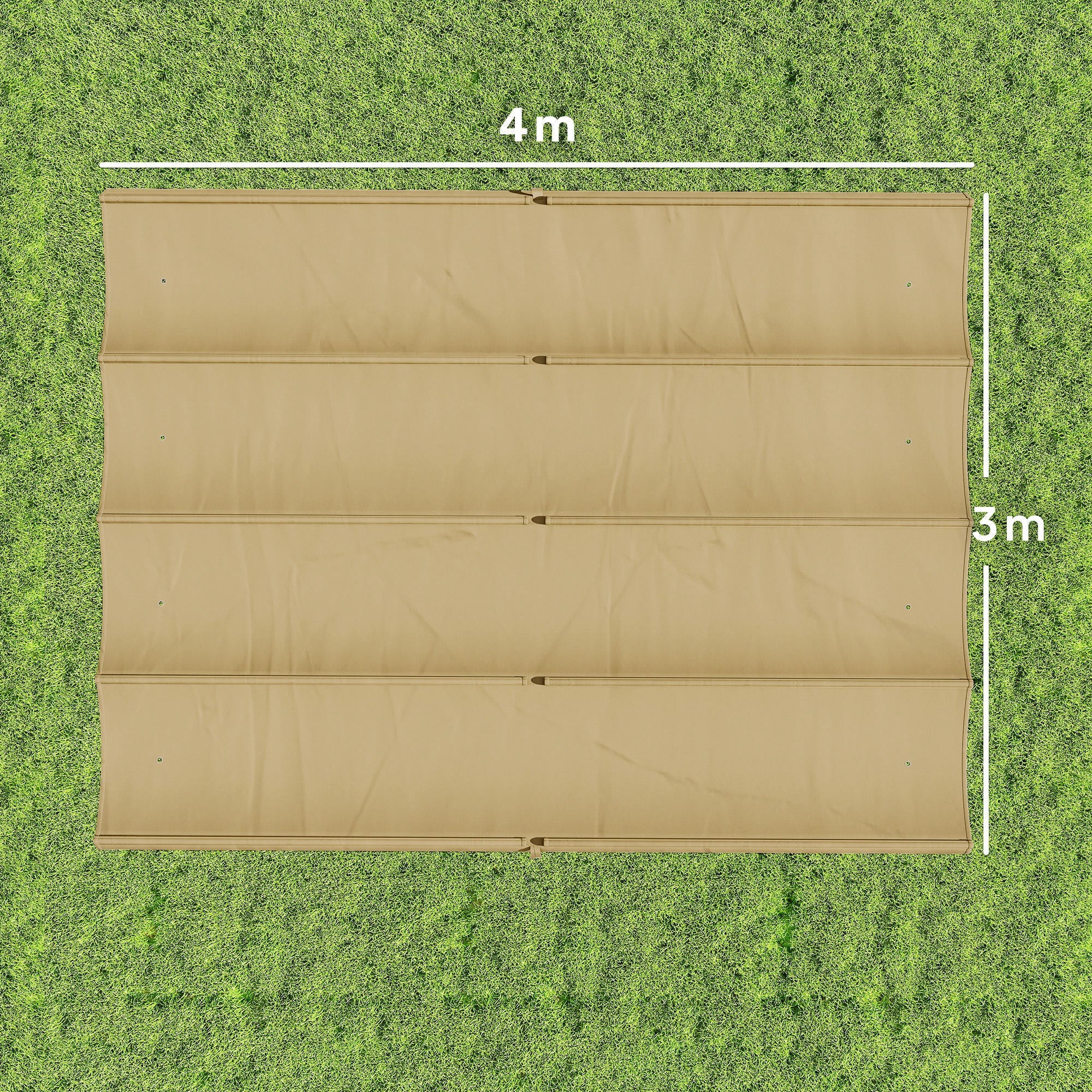 Outsunny Retractable Pergola Canopy Only, 3.92 x 3.5 m, UV30+ Replacement Canopy Cover for 4 x 3 m Pergola, Khaki