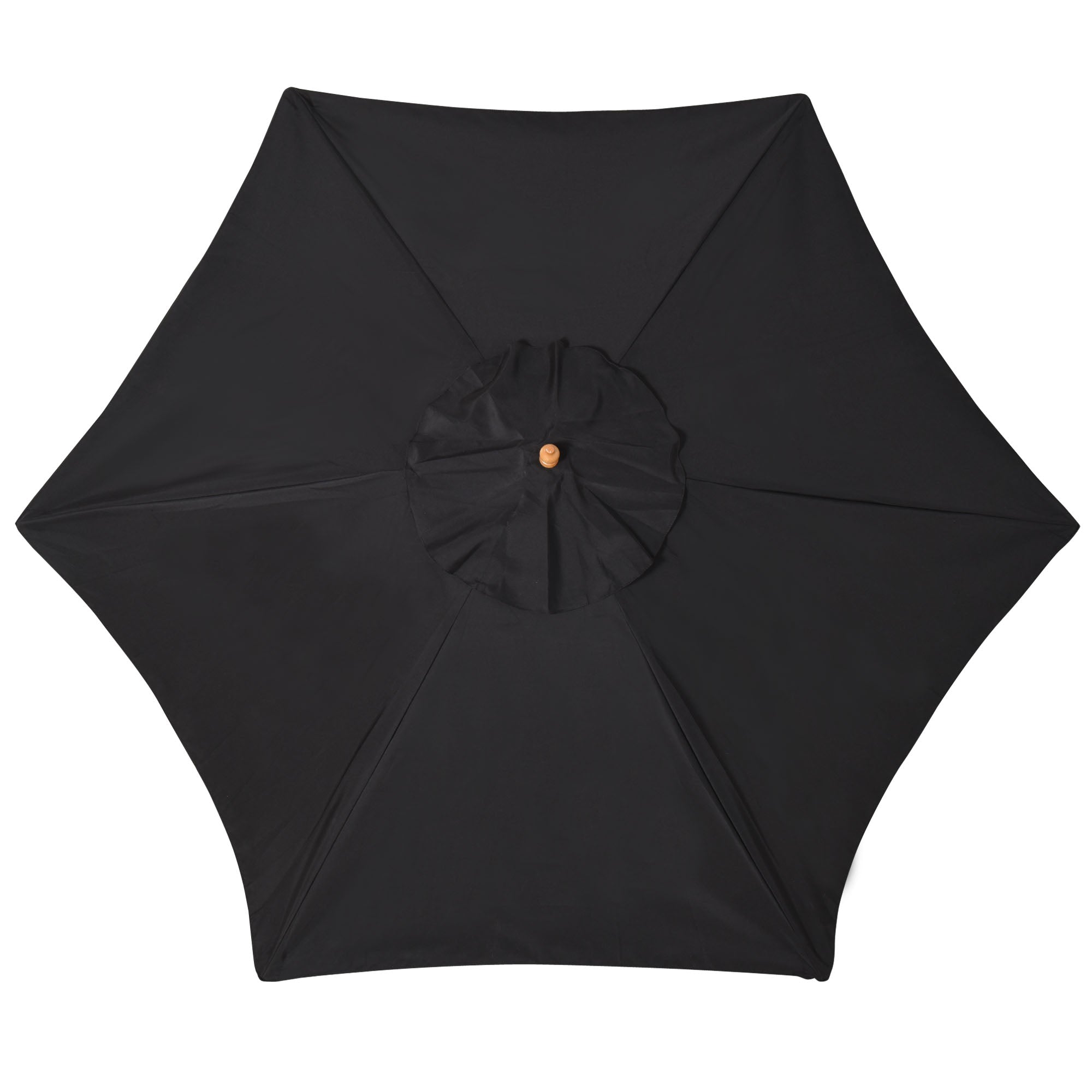 Outsunny Wooden Garden Umbrella Sun Shade with Top Vents, Bamboo Ribs and Sturdy Wood Pole, Black