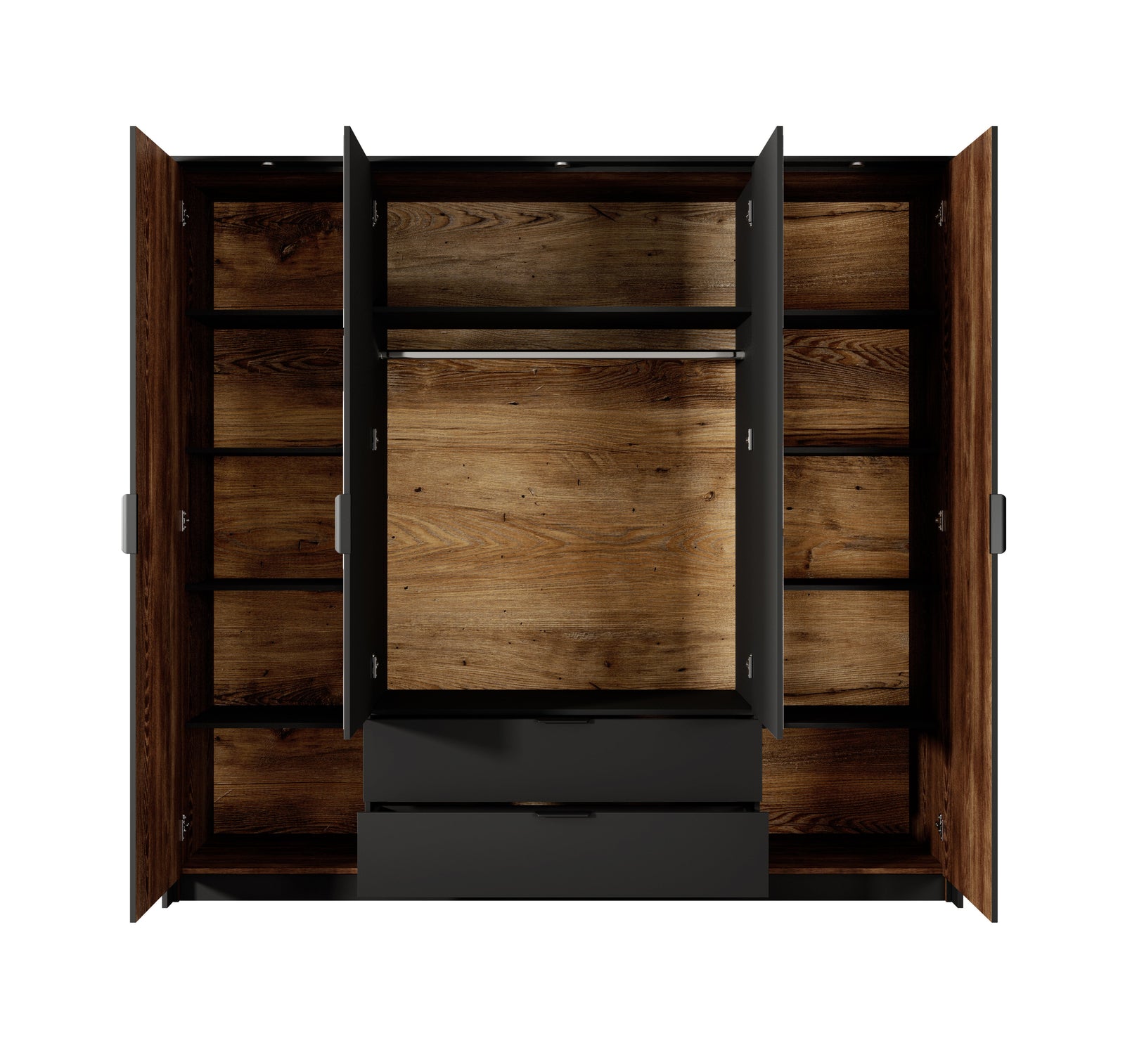 Wardrobe MILTON Oak Chestnut & Anthracite