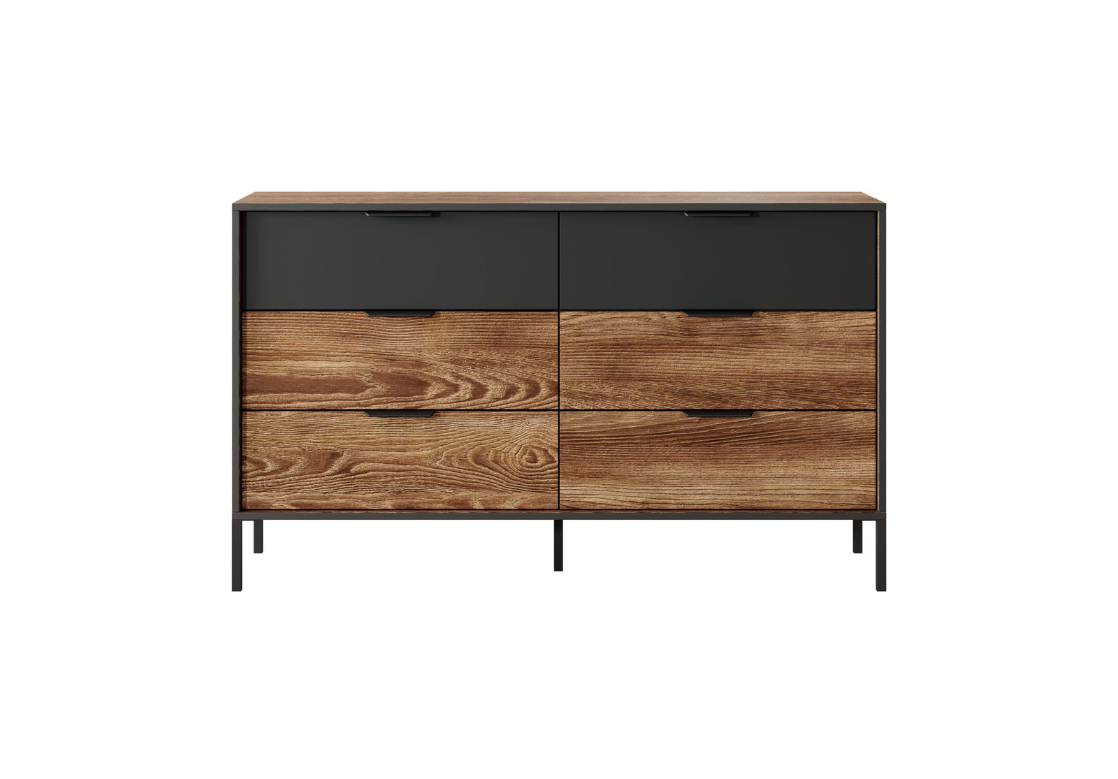 Chest od Drawers 6S MILTON Oak Chestnut & Anthracite
