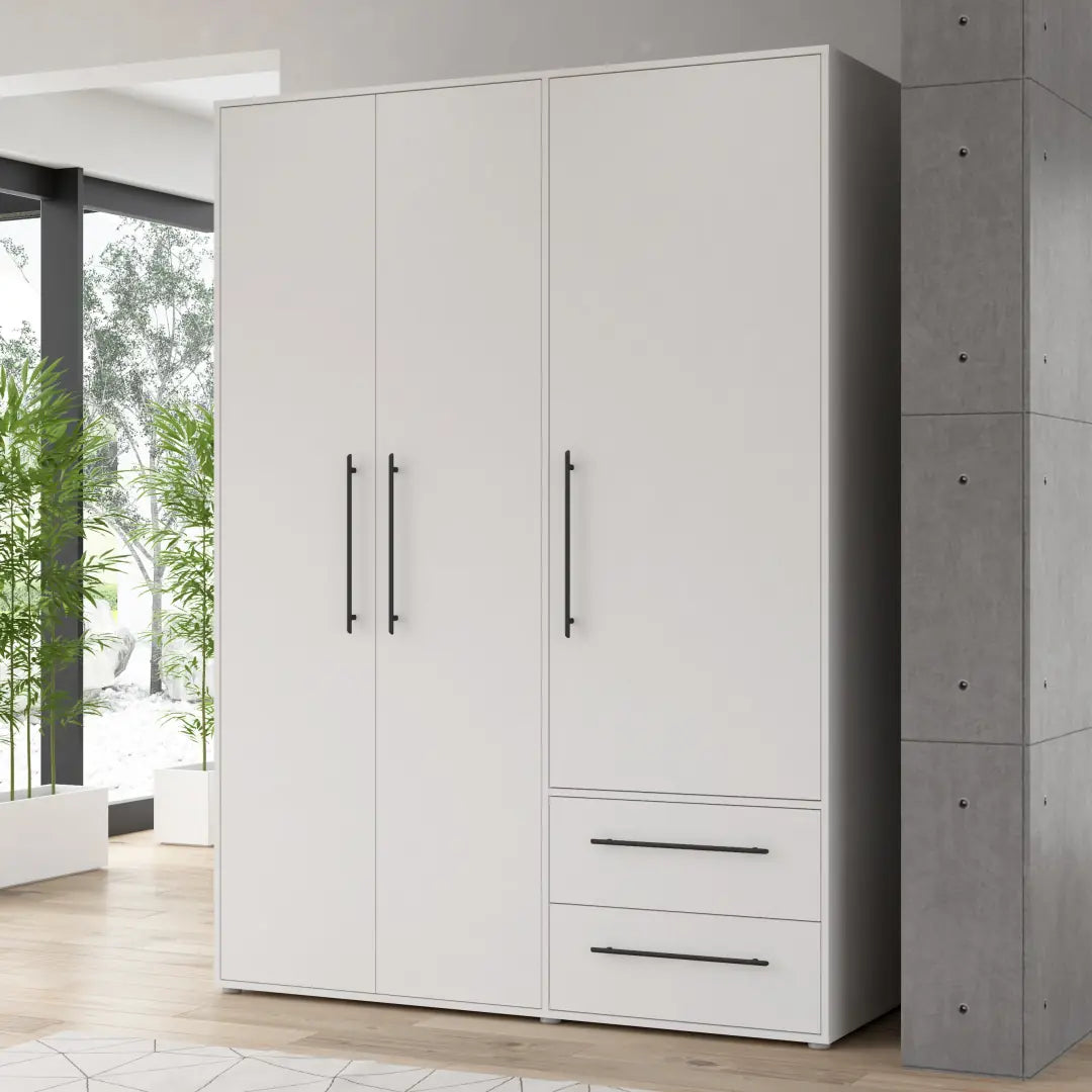 Mokkaris Hinged Door Wardrobe 144cm in White, image 9