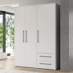 Mokkaris Hinged Door Wardrobe 144cm in White, image 9