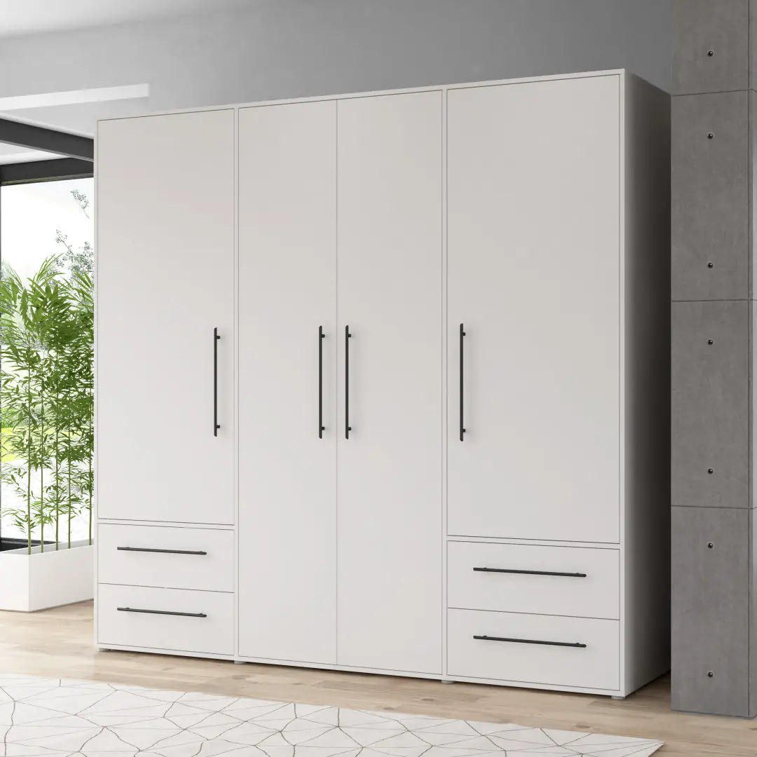 Mokkaris Hinged Door Wardrobe 206cm in White, image 10