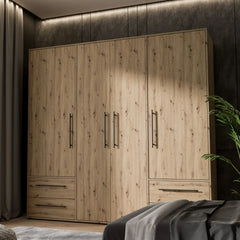 Mokkaris Hinged Door Wardrobe 206cm in Oak Artisan, image 17
