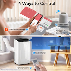 HOMCOM 14000 BTU 5-in-1 Portable Air Conditioner with Cool, Heat, Dehumidifier, Fan, Sleep, WiFi Voice Control, White