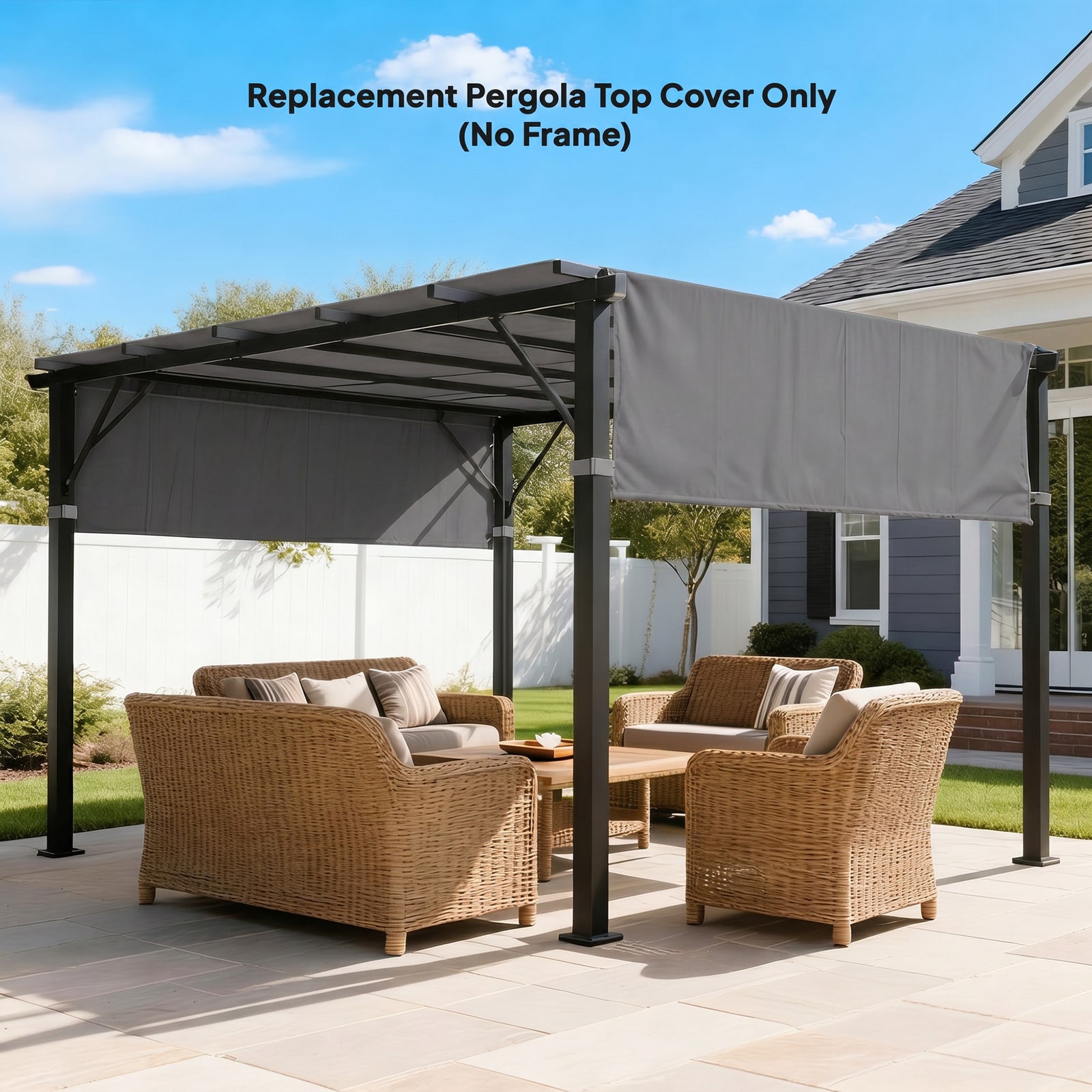 Outsunny 2 Pcs UV Protection Pergola Replacement Canopy, Pergola Shade Cover, Easy to Install, for 3 x 3(m) Pergola, Dark Grey