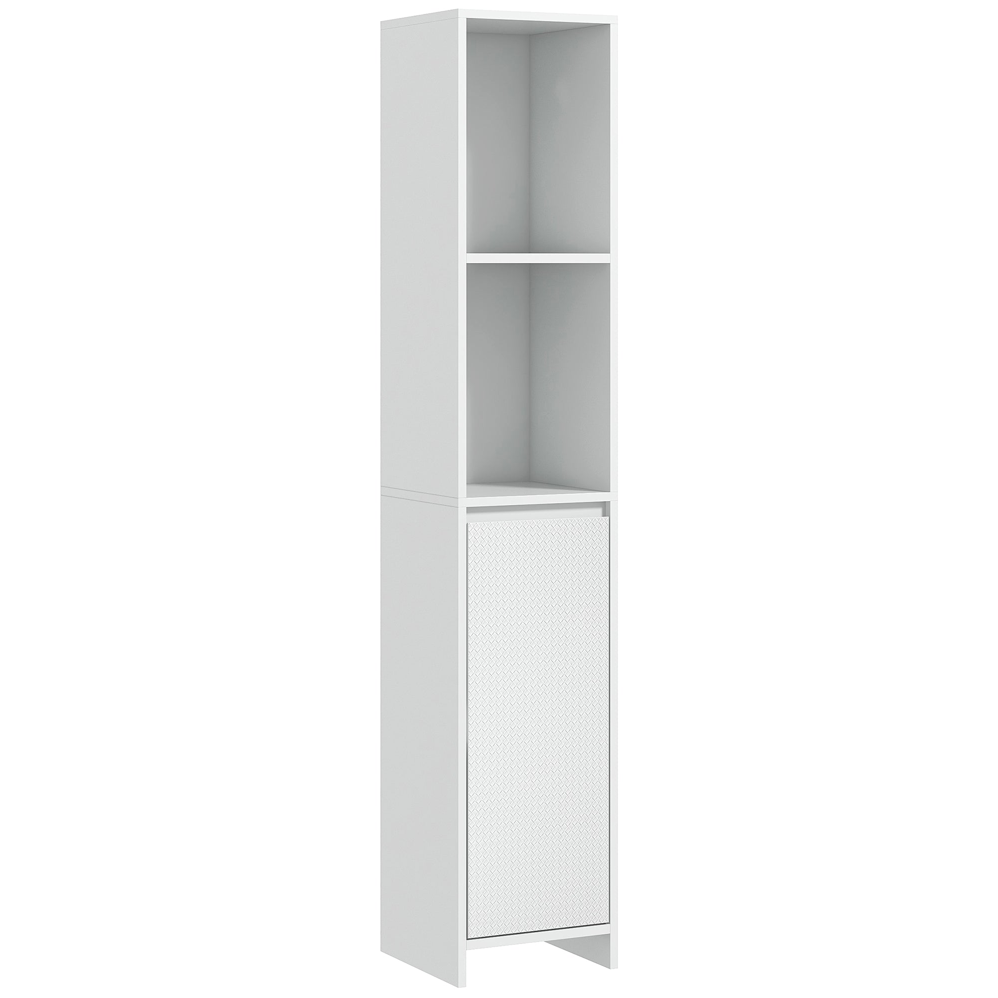 HOMCOM Narrow Bathroom Cabinet, Slim Bathroom Storage Unit with Open Compartment, Freestanding Storage Cupboard for Small Spaces, 30 x 30 x 160 cm, White