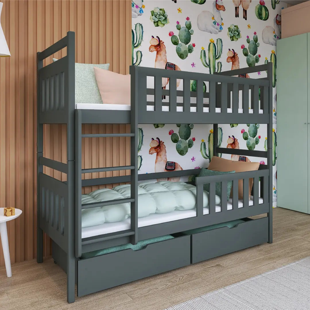 Wooden Bunk Bed Monika with Storage