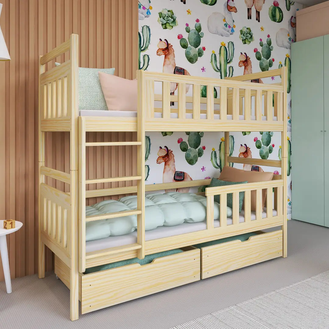 Wooden Bunk Bed Monika with Storage