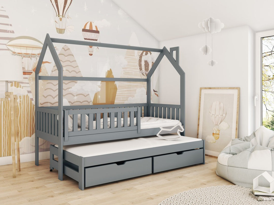 Wooden Single Bed Monkey With Trundle