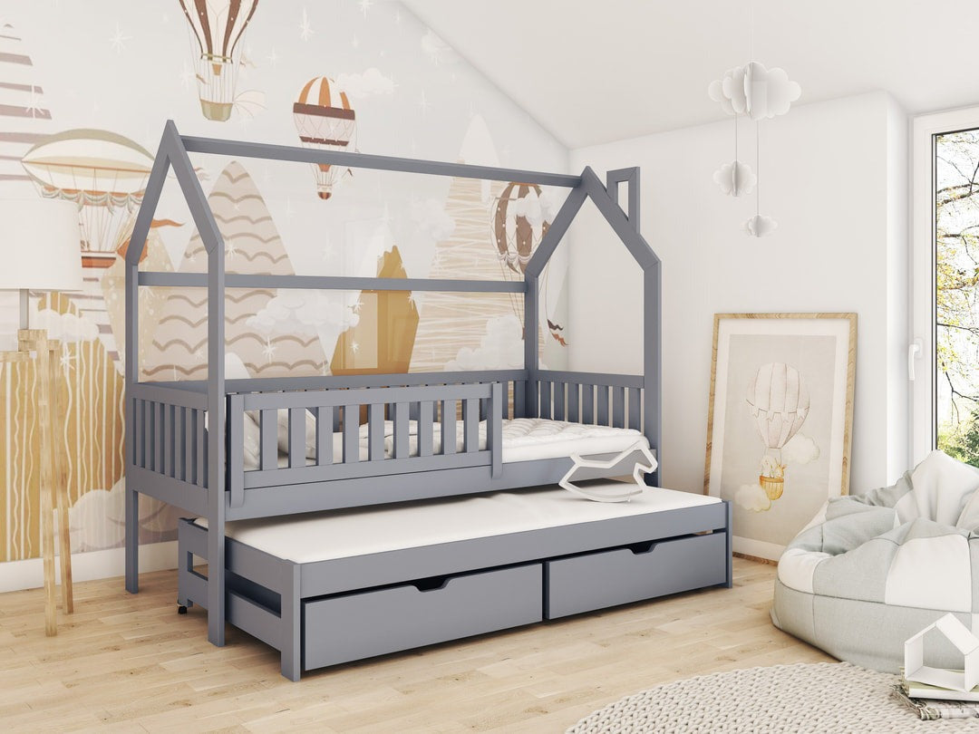 Wooden Single Bed Monkey With Trundle