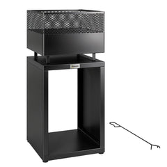 Outsunny Outdoor Fire Pit with Wood Storage Wood Burning Firepit with Mesh Sides 87 cm Black