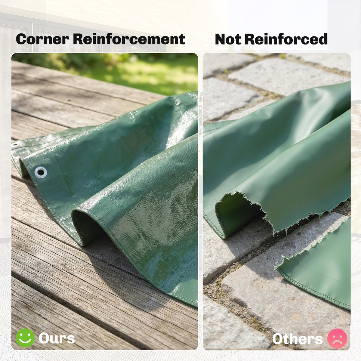 Outsunny 3 x 4m Waterproof Tarpaulin, 90GSM Tear-Resistant PE Tarp with Reinforced Grommets, UV Protected Cover