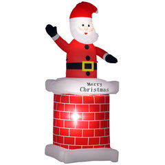 HOMCOM 7ft Christmas Inflatable Santa Claus from Chimney, Blow-Up Outdoor LED Garden Display for Lawn, Party