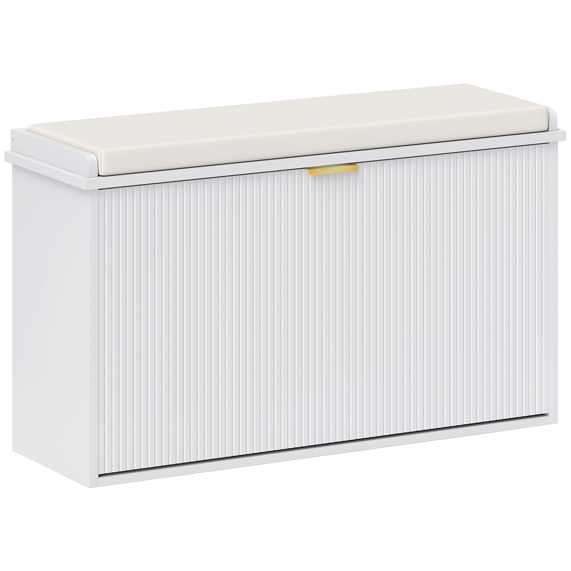 HOMCOM Elegant Eight Shoe Bench, with Top Seat - White