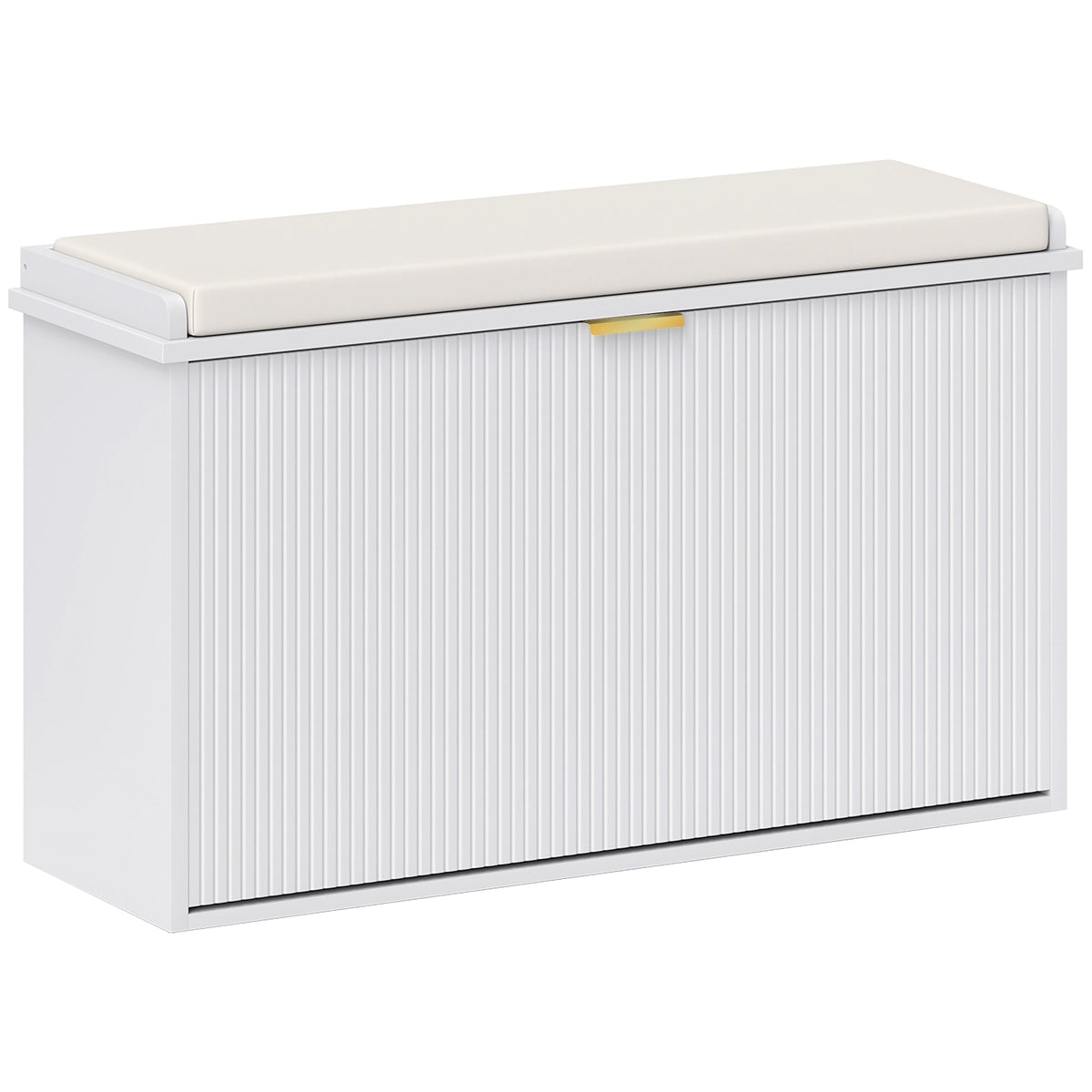 HOMCOM Elegant Eight Shoe Bench, with Top Seat - White