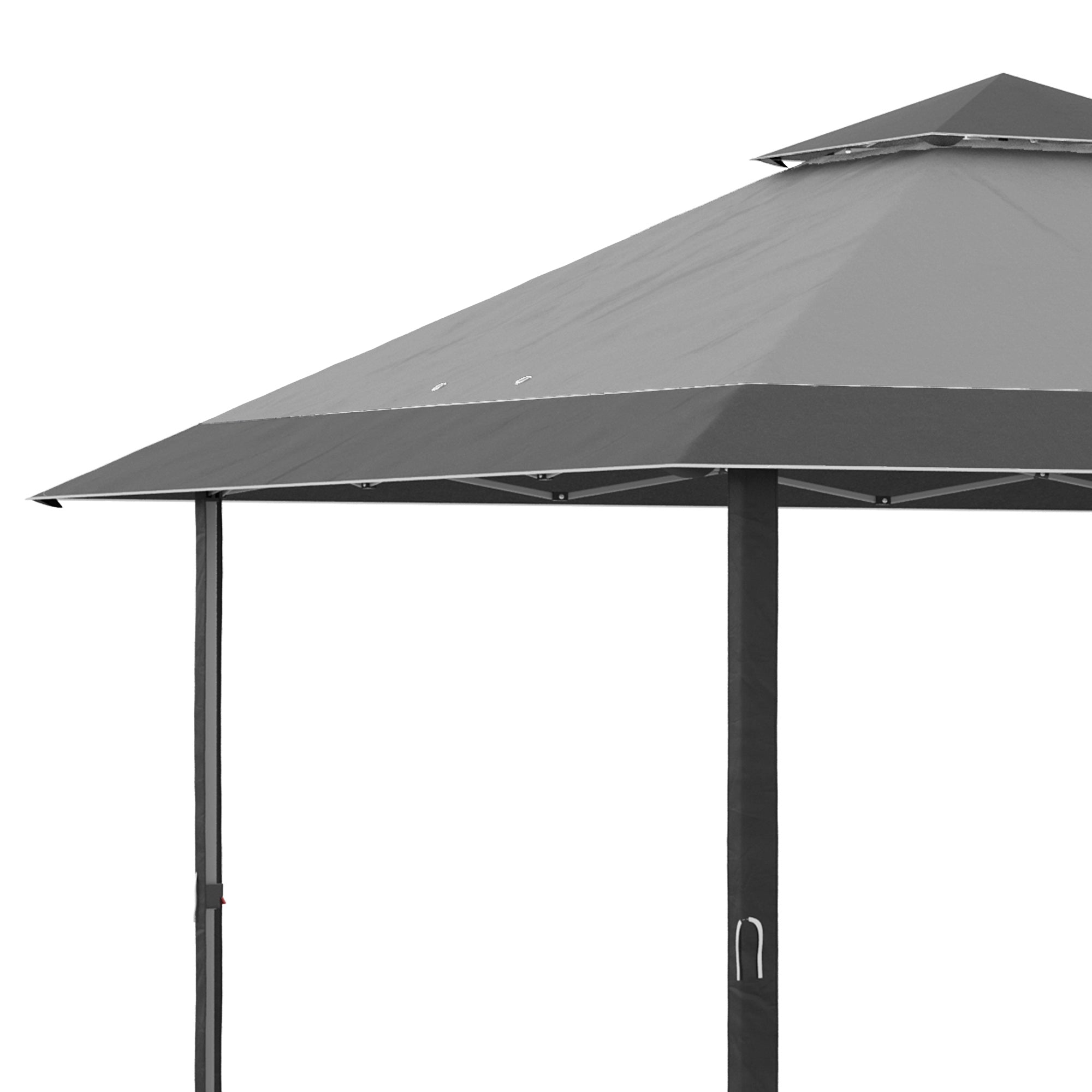 Outsunny 4 x 4m Pop-up Gazebo Double Roof Canopy Tent with UV Proof, Roller Bag & 3-Level Height Adjustable Outdoor Party, Steel Frame, Grey