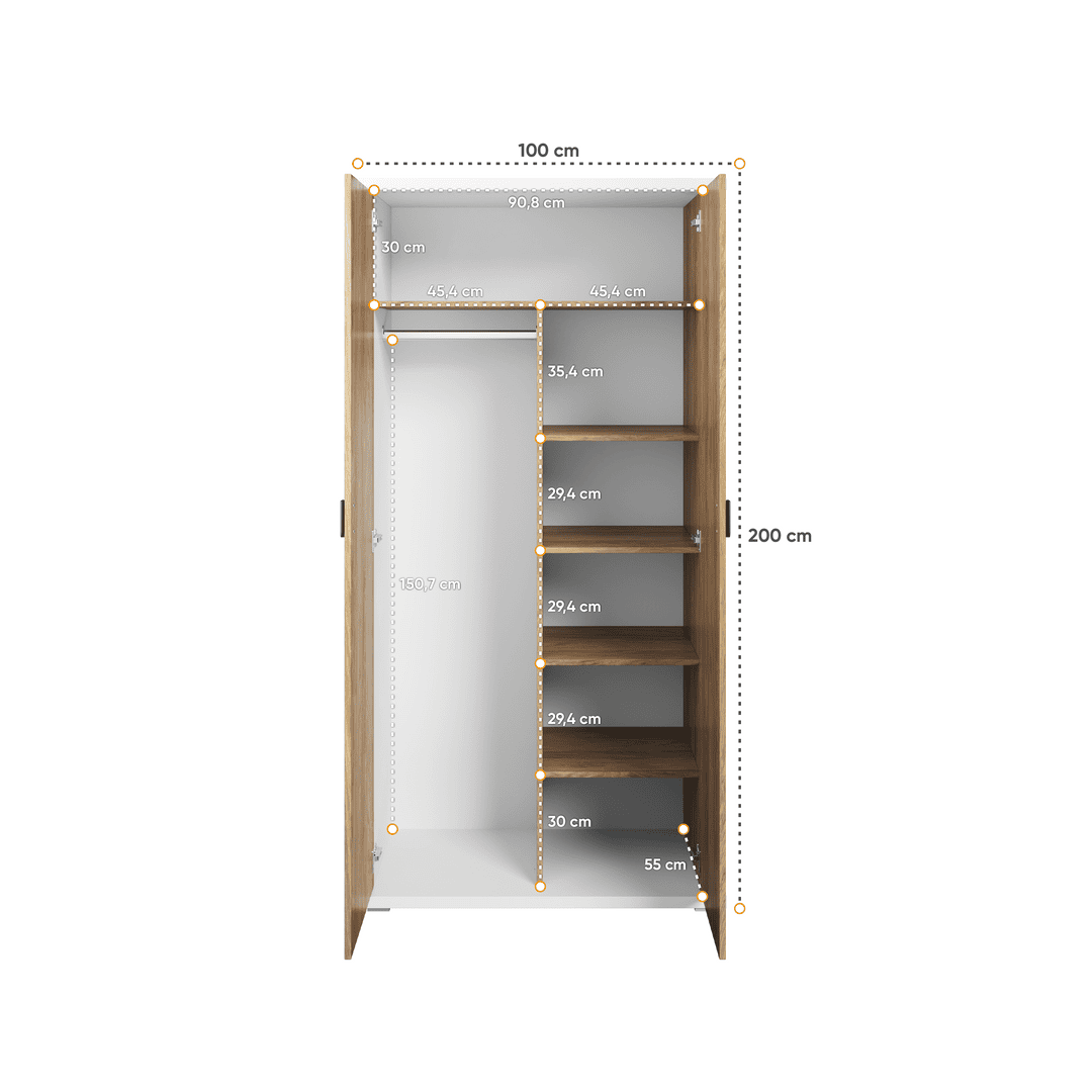 Massi MS-02 Hinged Wardrobe 100cm - product image 3