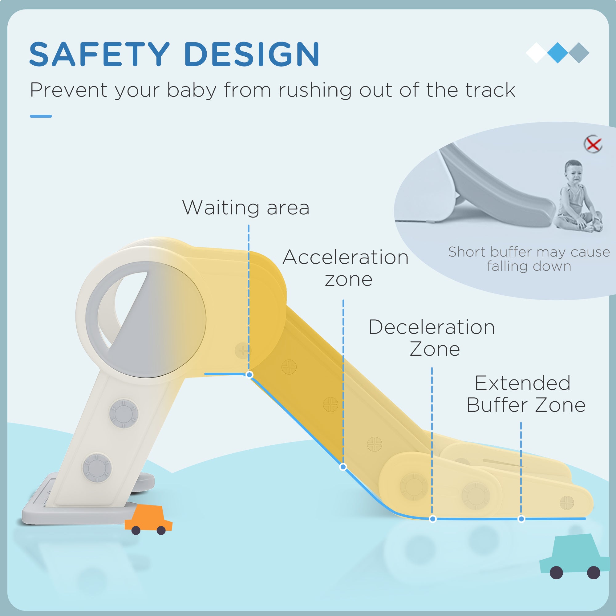 AIYAPLAY Foldable Kids Slide, Freestanding Baby Slide, for Ages 1.5-3 Years, Grey & Beige