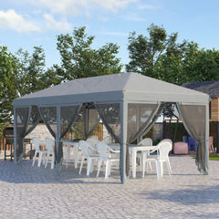 Outsunny 3 x 6m Pop Up Gazebo, Outdoor Canopy Shelter, Marquee Party Wedding Tent with 6 Mesh Walls and Carry Bag, Grey
