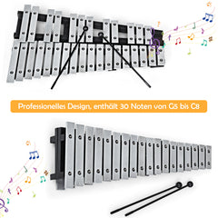 30 Note Foldable Vibraphone with Wooden Frame and Aluminum Keys