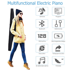 Portable Electronic Keyboard with Full-Size Weighted Keys-White