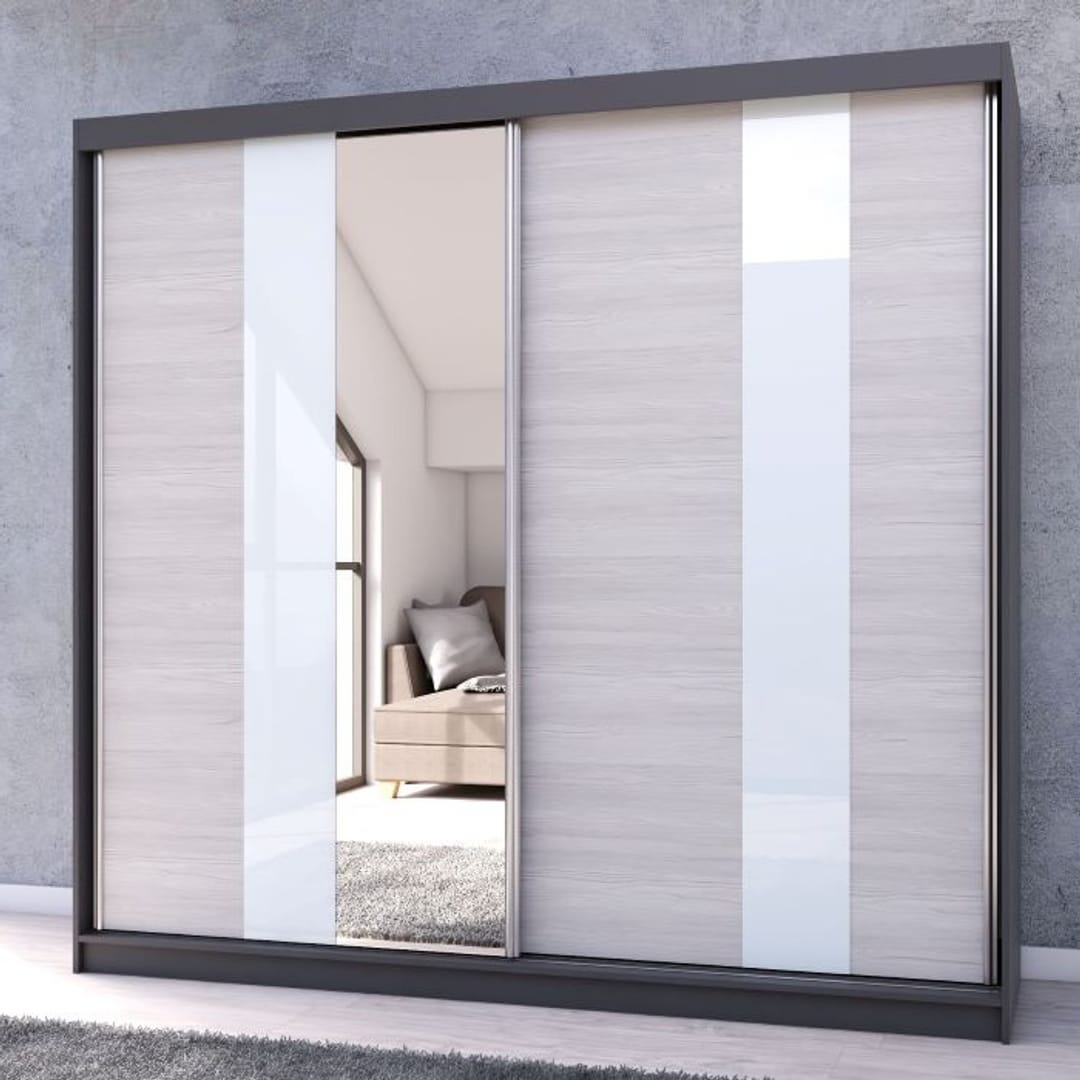 Multi 32 Sliding Mirror Door Wardrobe 233cm