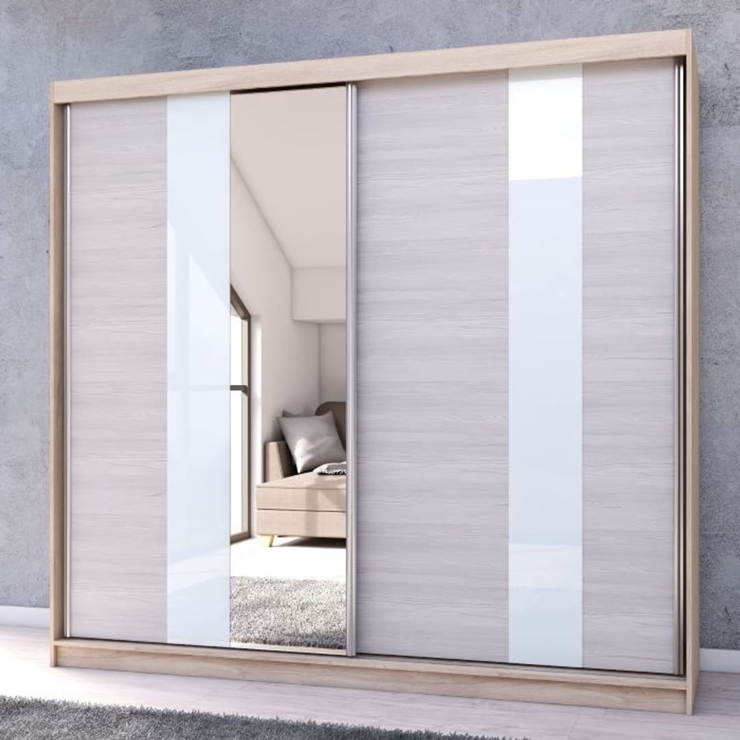 Multi 32 Sliding Mirror Door Wardrobe 233cm