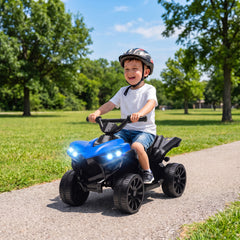AIYAPLAY 6V Kids ATV, 4 Wheeler Electric Ride on Car with Music and LED Headlights, for Ages 18-56 Months Boys and Girls, Blue