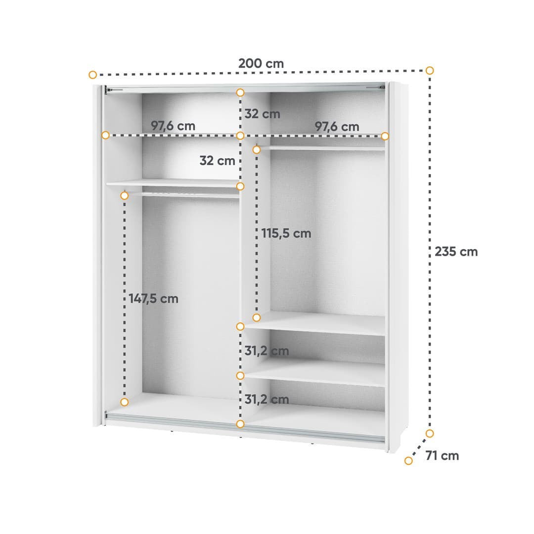 Maxi MX-04 Sliding Door Wardrobe 200cm - product image 4