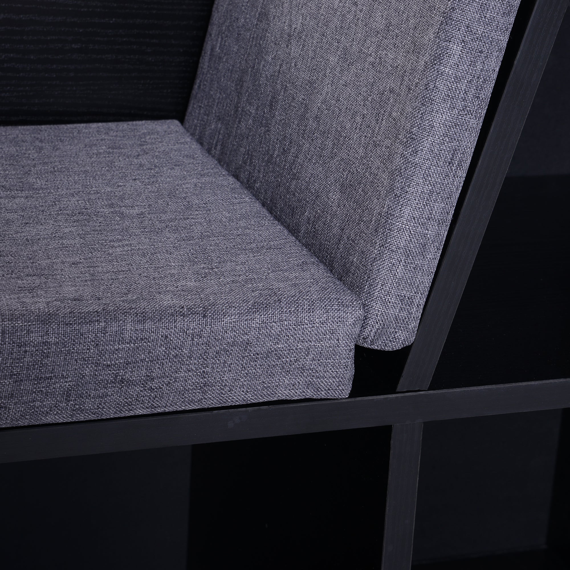 HOMCOM Bookcase Storage Shelf with Cushioned Reading Seat, Cube Bookshelf Organizer for Bedroom Living Room, Black