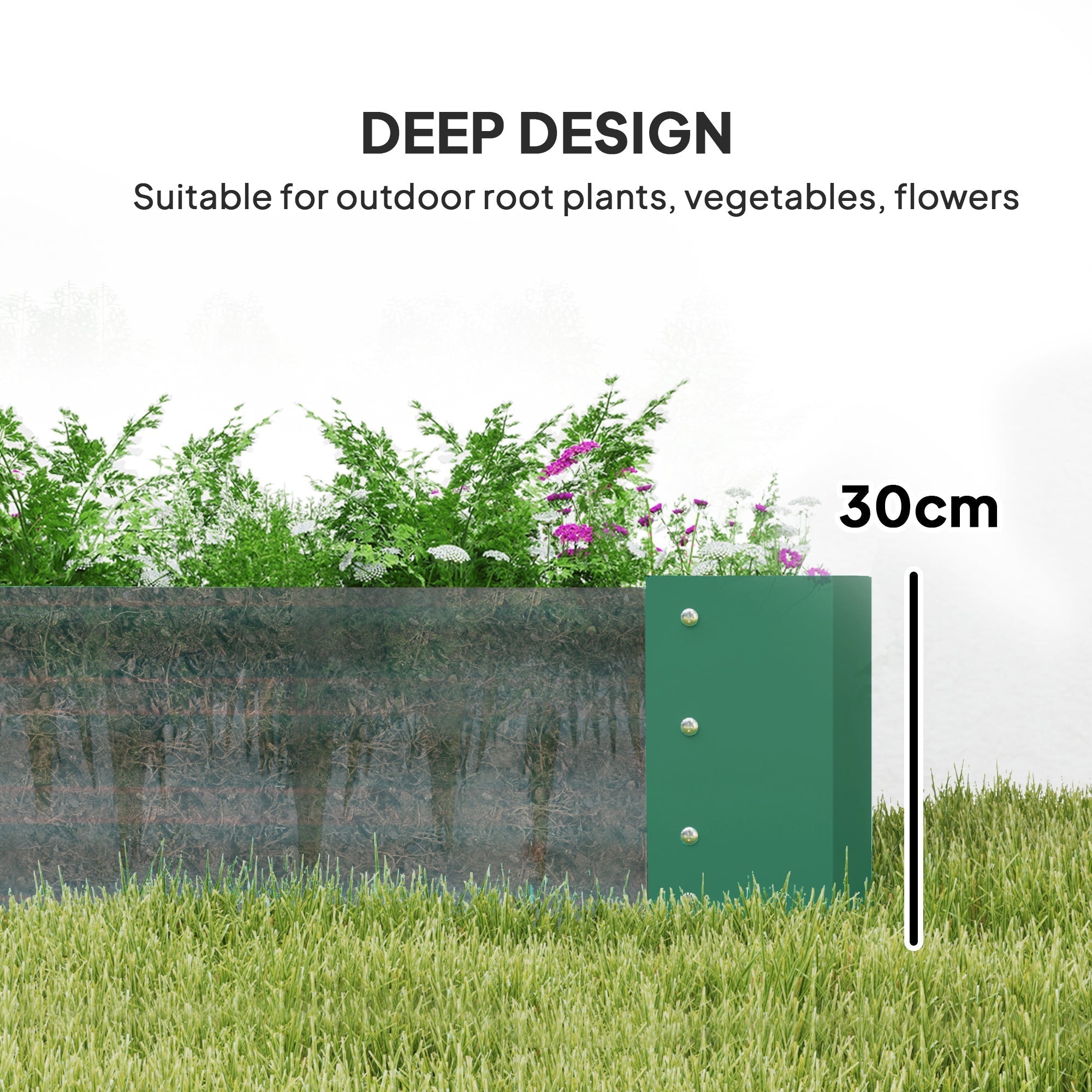 Outsunny 180 x 90cm Galvanised Steel Open Planter - Green