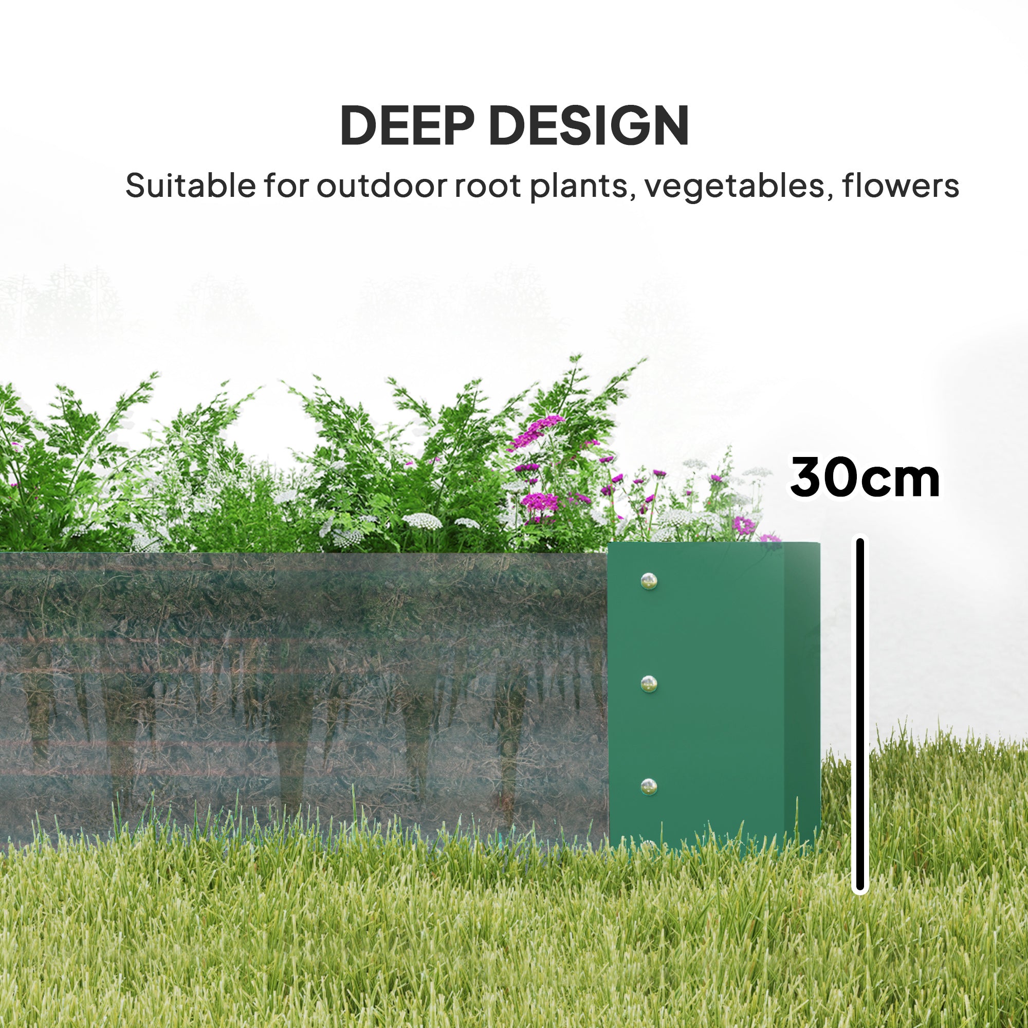 Outsunny 180 x 90cm Galvanised Steel Open Planter - Green
