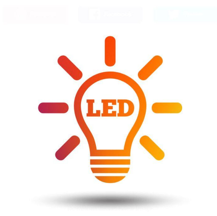 Colorful light bulb icon with 'LED' text on a white background