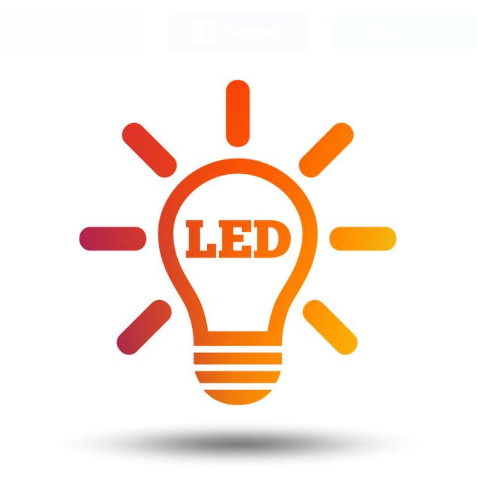 Colorful light bulb icon with 'LED' text on a white background