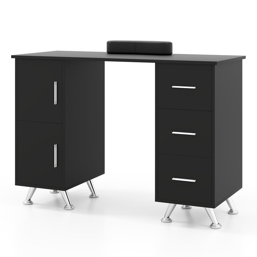 Manicure Table with 8 Metal Legs and Wrist Pad-Black