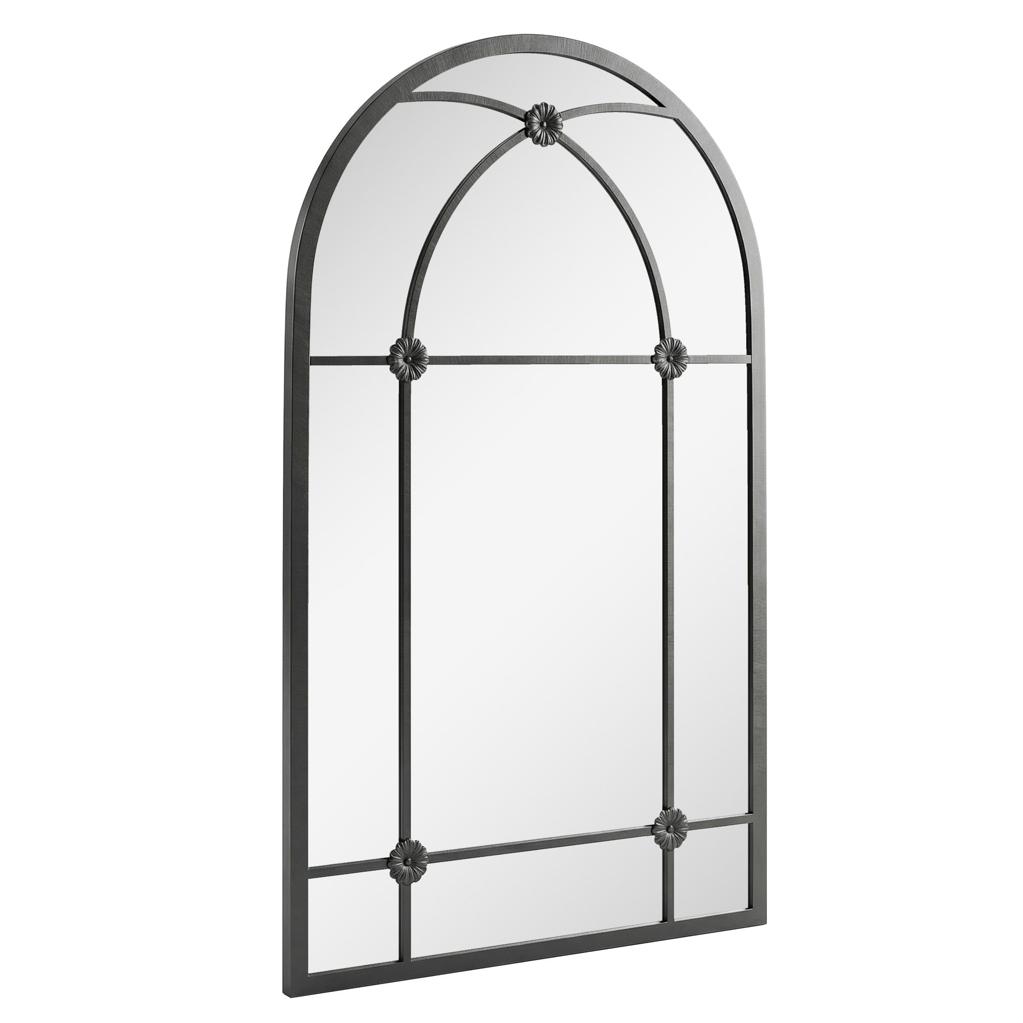 Outsunny Arched Mirror, Shatterproof Acrylic Windowpane Wall Mounted Mirror with Robust Metal Frame, 100 x 60 cm, Black