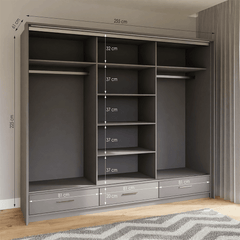 Graphite Mirrored Sliding Door Wardrobe 255cm –  EPSOM