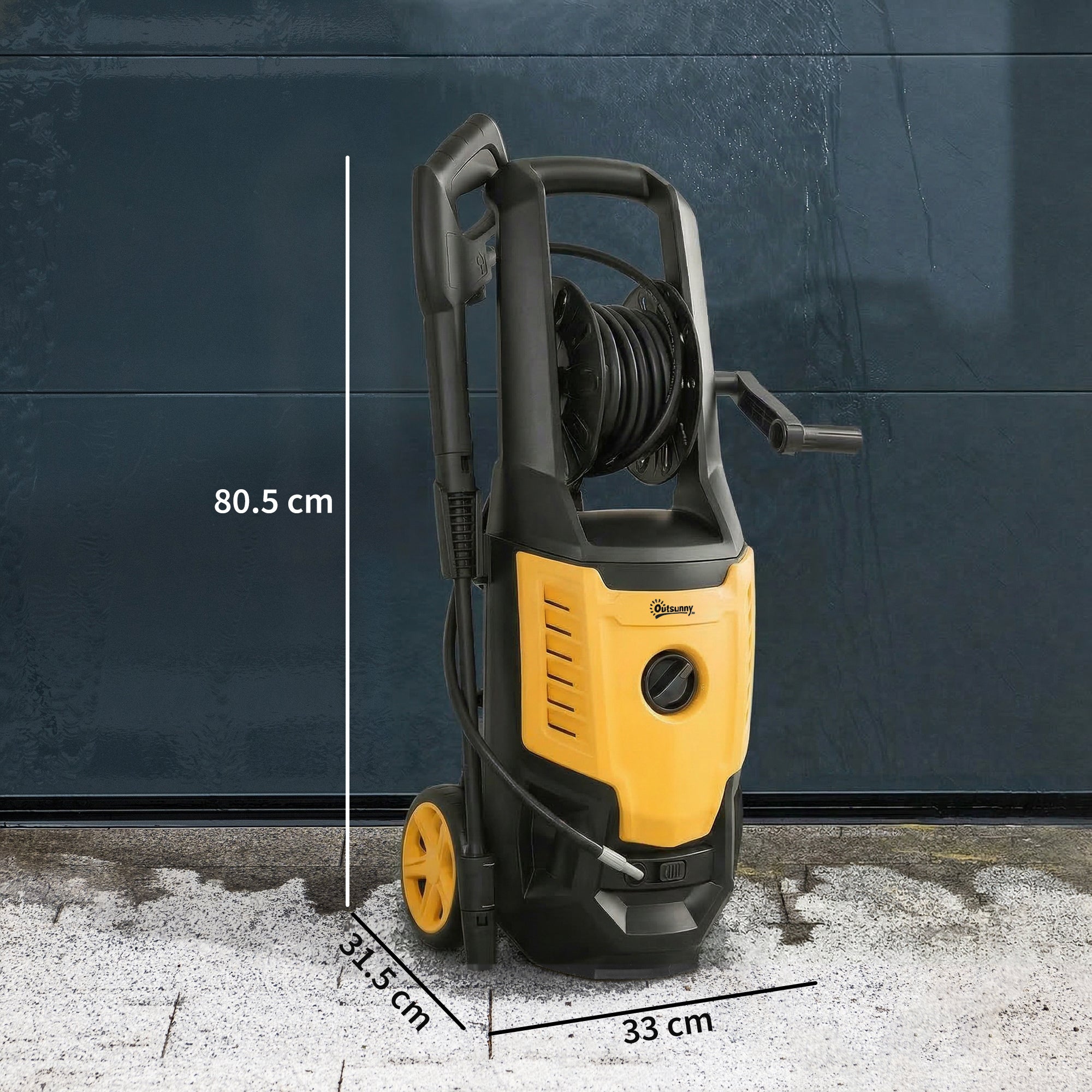 Outsunny 2200W HighÂ PressureÂ Washer, 170 Bar Pressure Washer with Adjustable Nozzle and 6M Hose, 33 x 31.5 x 80.5 cm, Yellow