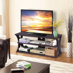 Media Console Table with Open Storage Shelves for Living Room Bedroom