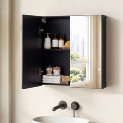 Medicine Cabinet with Mirror Wall Mounted Bathroom Cabinet-Black