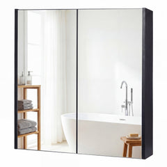 Medicine Cabinet with Mirror Wall Mounted Bathroom Cabinet-Black