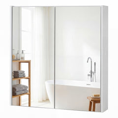 Medicine Cabinet with Mirror Wall Mounted Bathroom Cabinet-White