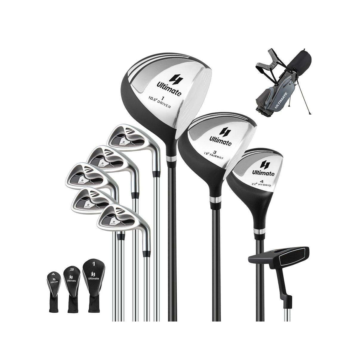 Men's Right Handed Complete Golf Clubs Set-Grey