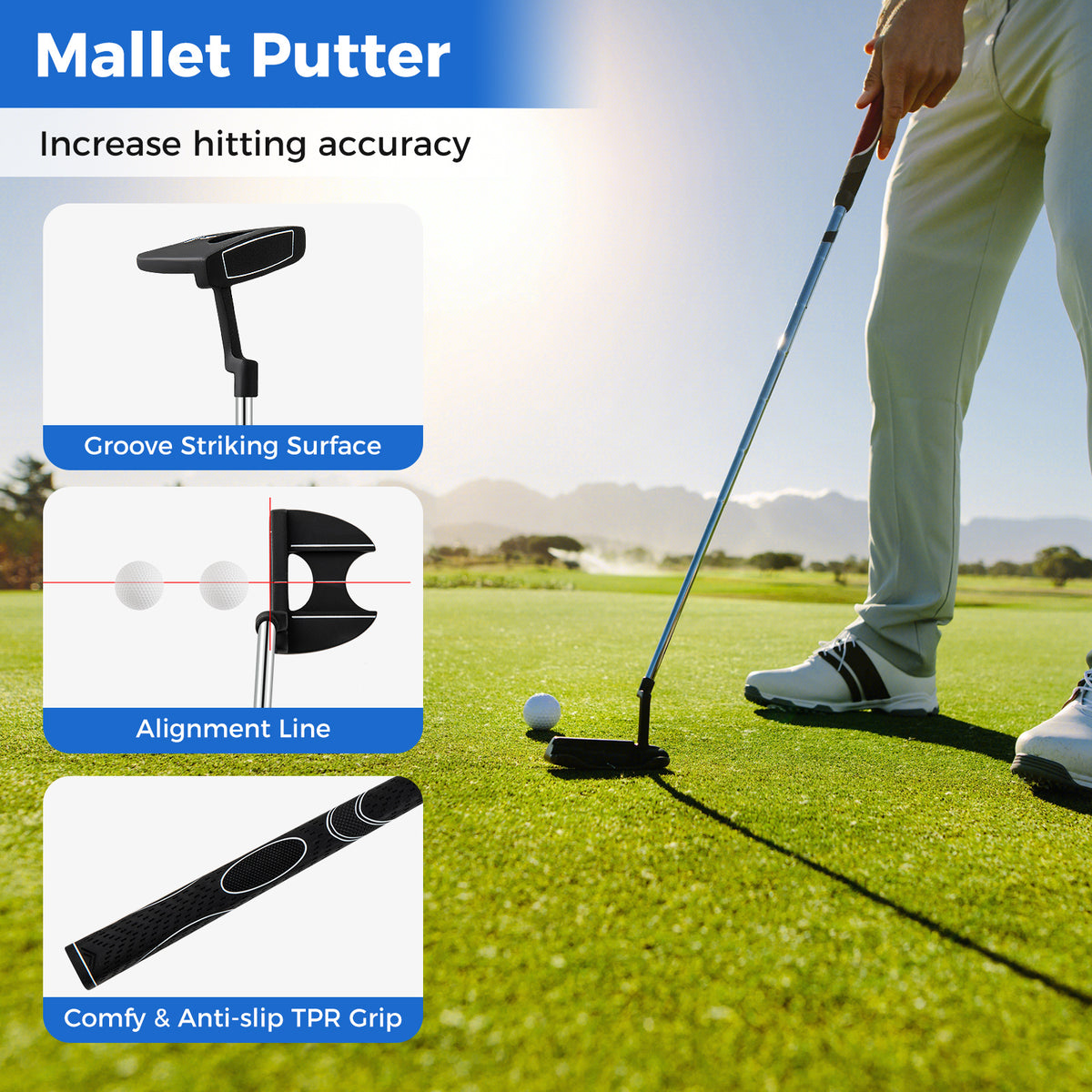 Men's Right Handed Complete Golf Clubs Set-Grey