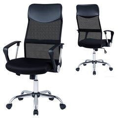 Mesh Office Chair with Reclining Backrest and Armrests and Height Adjustable Swivel-Black